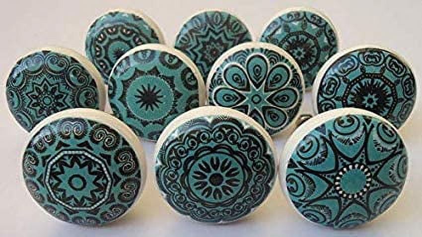 Aqua Green Vintage Look Flower Ceramic Knobs Door Handle Cabinet Drawer Cupboard Pull Mandala Xfer New by JGARTS (10)
