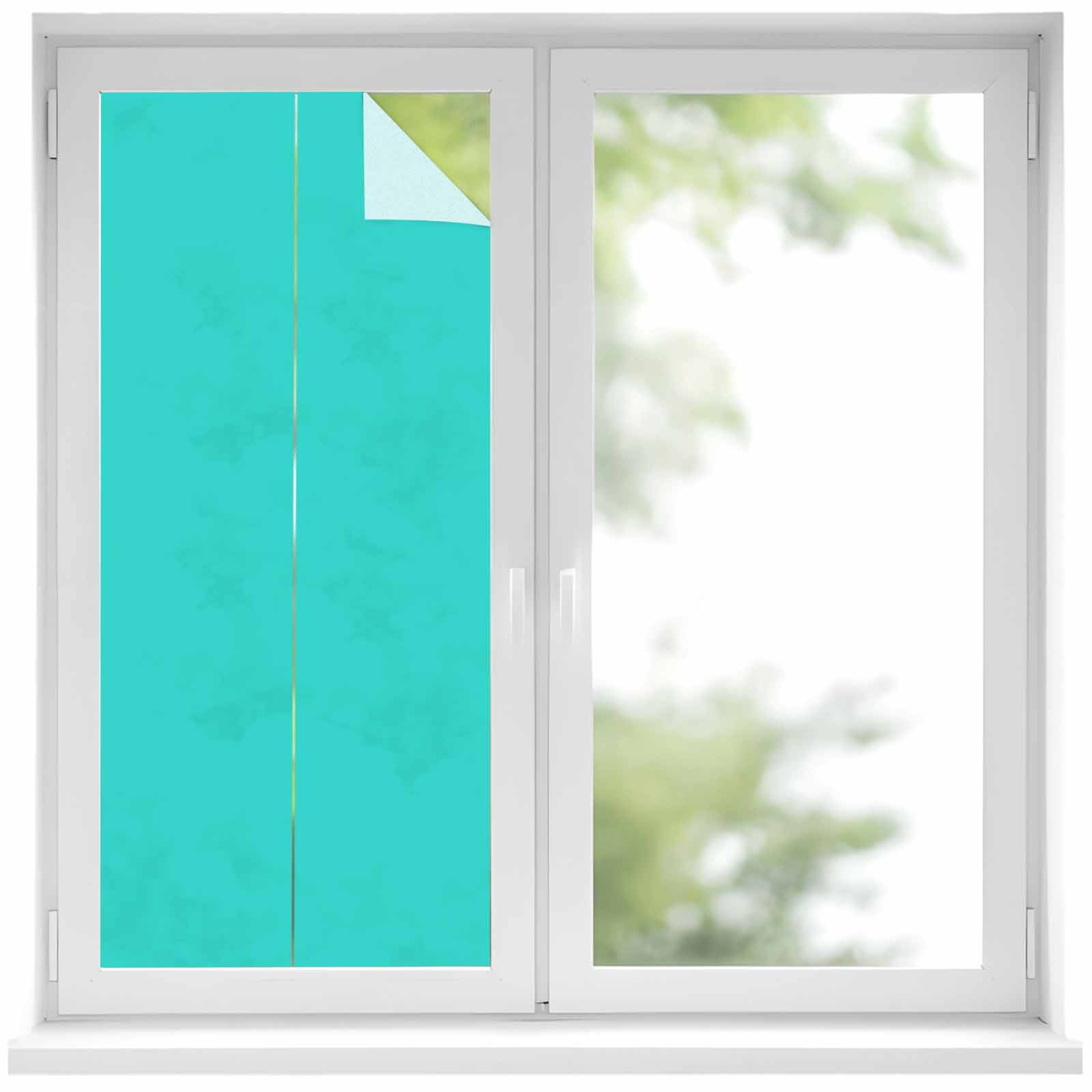 Aqua Green Window Privacy Film Green Solid Color Decorative Glass ...