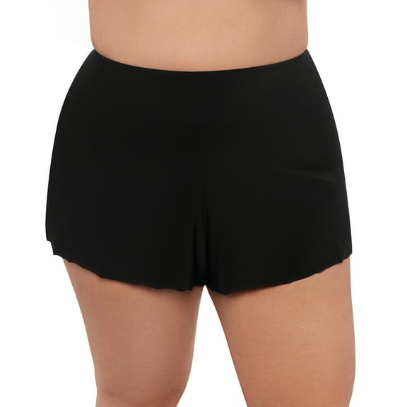 Aqua Green, Women's Plus Size Beach Short, Black, 1X