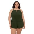 thumbnail image 1 of Aqua Green, Women's Plus Size Keyhole Blouson Romper, Malachite Green, 2X, 1 of 4