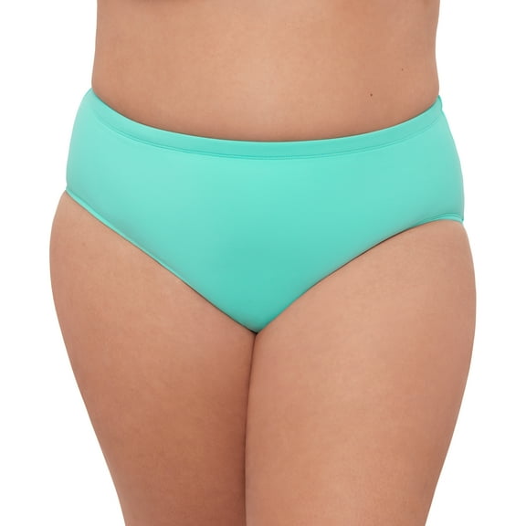 Aqua Green, Women's Plus Size Mid Rise Brief, Midori Blue, 2X