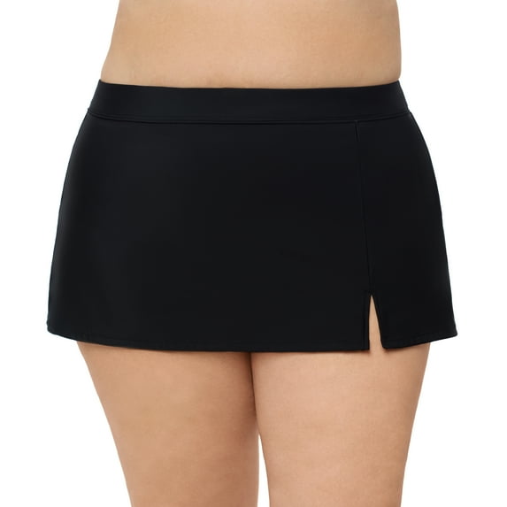 Aqua Green, Women's Plus Size Skirted Bottom, Black, 1X