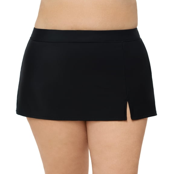 Aqua Green, Women's Plus Size Skirted Bottom, Black, 2X