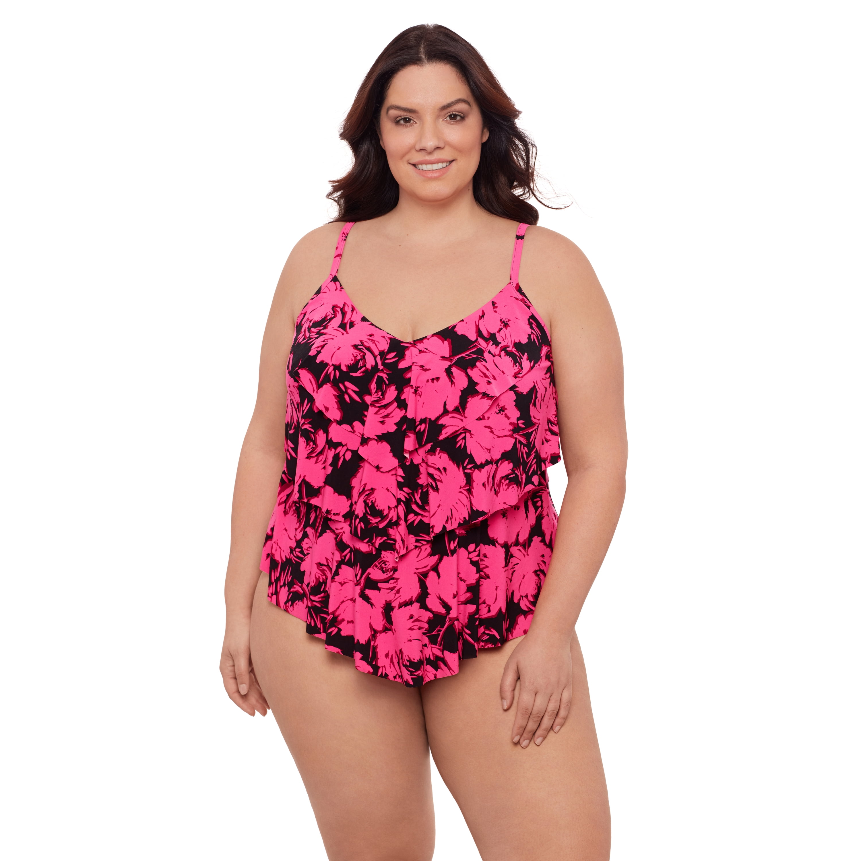 Aqua Green, Women's Triple Tier Tankini, Malachite Green, 2X