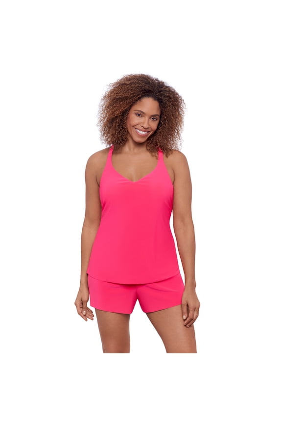 , Women's Y-Back Tankini, Rose Quartz Pink, X-Large