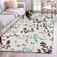 thumbnail image 1 of Aqua Grey Botanical Area Rugs 2.7'x5', Small Throw Rugs for Kitchen Bedroom, Rustic Country Spring Floral Summer Leafv Indoor Outdoor Rug Non-Slip Low Pile Carpet Runner Reversible Floor Mats, 1 of 8