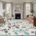 thumbnail image 1 of Aqua Grey Botanical Area Rugs 5'x8', Small Throw Rugs for Classroom Bedroom, Rustic Country Spring Floral Summer Leafv Indoor Outdoor Rug Non-Slip Low Pile Carpet Runner Reversible Floor Mats, 1 of 8