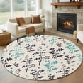 thumbnail image 1 of Aqua Grey Botanical Round Area Rug 6Ft Washable Circle Rugs for Bathroom Office, Rustic Country Spring Floral Summer Leafv Non-Slip Carpet Floor Mats Indoor Outdoor Carpet Runner Aesthetic Home Decor, 1 of 8