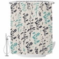 thumbnail image 1 of Aqua Grey Botanical Shower Curtain, Waterproof Shower Curtains for Bathroom, Rustic Country Spring Floral Summer Leafv Washable Fabric Bathtub Curtain Set Bath Decor with 12 Hooks Long 72"x84", 1 of 8