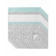 thumbnail image 1 of Aqua Grey Cloth Napkins Set of 6 Reusable Dinner Napkins, Chic Garden Floral Stripe Embroidery Design Cocktail Napkin Washable Table Napkins for Wedding/Holiday Party/Baby Shower 20"x20", 1 of 7