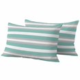 thumbnail image 1 of Aqua Grey Stripe Outdoor Waterproof Pillow Covers, Minimalist Farmhouse Striped Decorative Rectangle Throw Pillowcase Sofa Cushion Sham for Patio/Couch/Chair, 20"x12" 2 Pack, 1 of 8