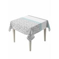 thumbnail image 1 of Aqua Grey Table Cloth, Chic Garden Floral Stripe Embroidery Design Waterproof Tablecloth for Square Tables, Reusable Washable Fabric Table Cover for Restaurant Kitchen Dining Tables 60"x60", 1 of 6