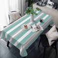 thumbnail image 1 of Aqua Grey White Stripe Table Cloth Waterproof Tablecloths, Rustic Modern Turquoise Striped Tablecloth Dining Table Cover for Kitchen Party Tabletop Outdoor, Rectangle Tablecloth 54x108 Inch, 1 of 9