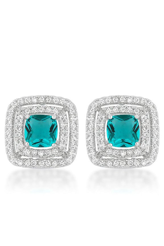 Aqua Halo Stud Earrings