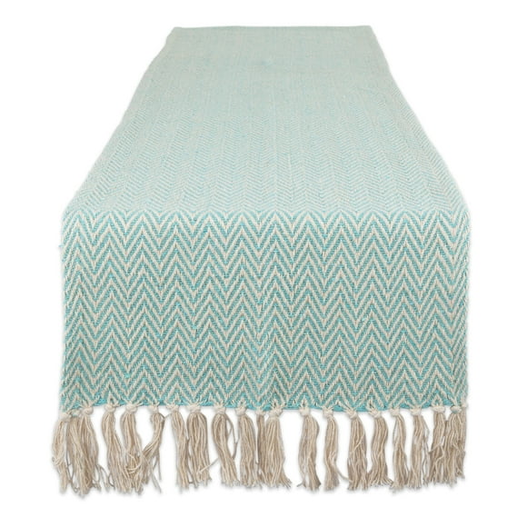 Aqua Handloom Chevron Table Runner 15x108