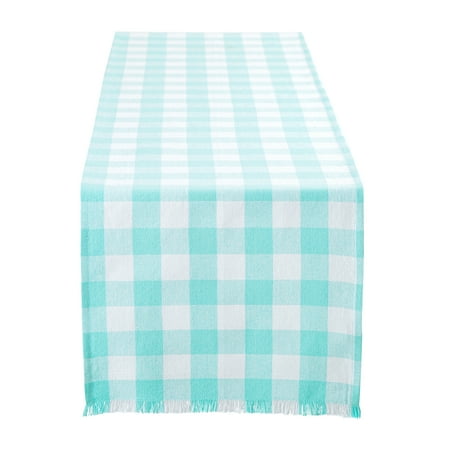 DII Heavyweight Check Fringe Table Runner
