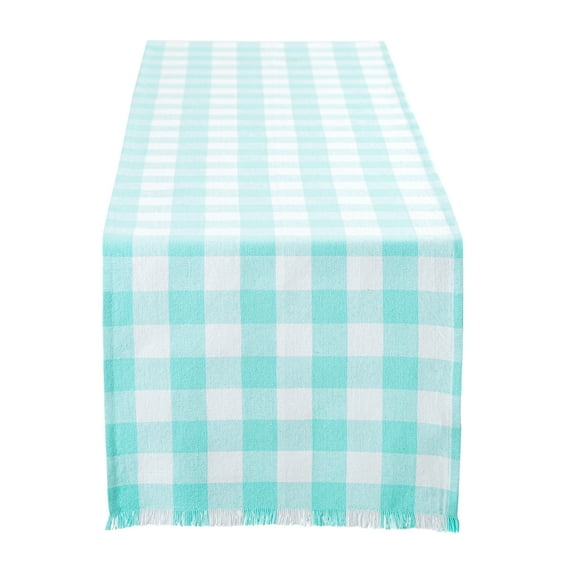 DII Heavyweight Check Fringe Table Runner