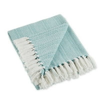Aqua Herringbone Stripe Throw