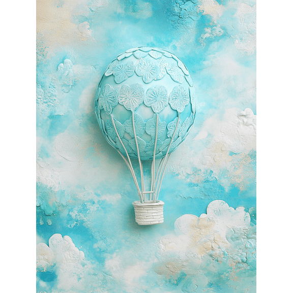 Aqua Hot Air Balloon Canvas Wall Art Perfect for Living Room Bedroom Bathroom Office and Hallway Decoration.