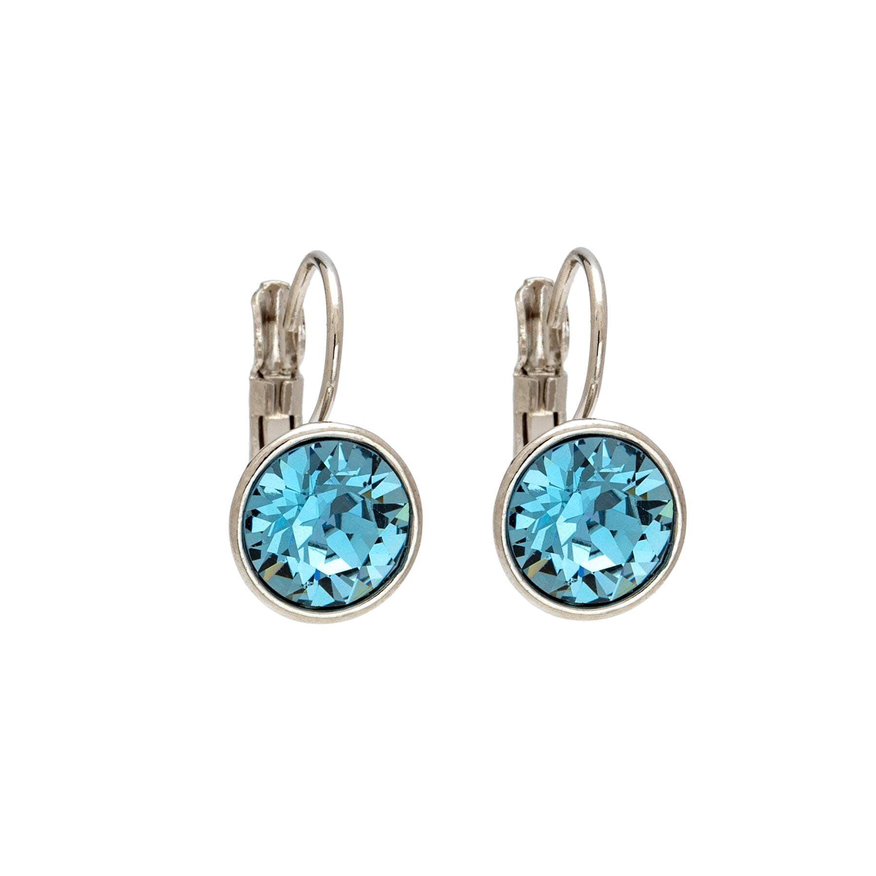 XUPING Crystal Leverback Earrings For Women - Gold Plated Sparkly Jewelry Gift In Blue Shimmer