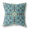 thumbnail image 1 of Aqua Indigo Cloverleaf Indoor Outdoor Throw Pillow, 1 of 4