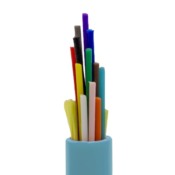 Aqua Indoor Fiber Optic Cable, 12-Strand Fiber Corning ClearCurve OM4 Multimode 50/125, 10G Speed, Plenum Rated, 1000ft