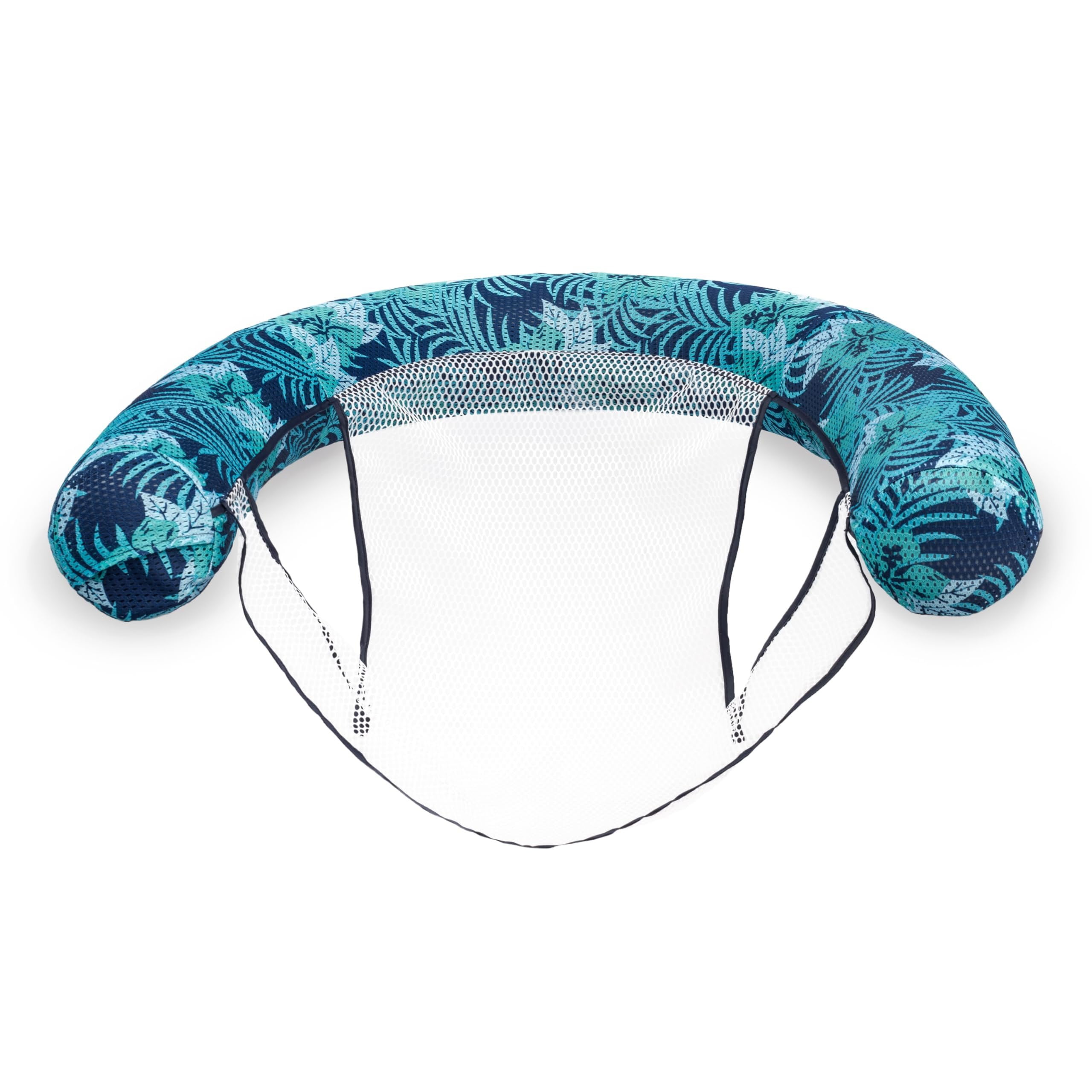 Aqua Noodle Pool Chair Inflatable Mesh Float for Adults, Blue Pineapple Hibiscus