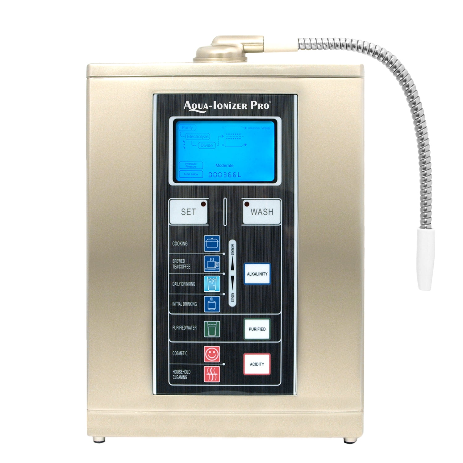 Gold Alkaline Water Ionizer with LED Indicator and Filtration System