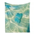 thumbnail image 1 of Aqua Jellyfish Soft Flannel Fleece Blanket, Calming Illustration of a Sea Creature Floating Aquatic Wildlife Scene, Cozy Plush for Indoor and Outdoor Use, 70" x 90", Blue Pale Green, by Ambesonne, 1 of 5