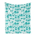 thumbnail image 1 of Aqua Jellyfish Soft Flannel Fleece Blanket, Simplistic Pattern of Sea Animal Silhouettes Tentacles Swimming, Cozy Plush for Indoor and Outdoor Use, 50" x 60", Dark Seafoam and White, by Ambesonne, 1 of 5