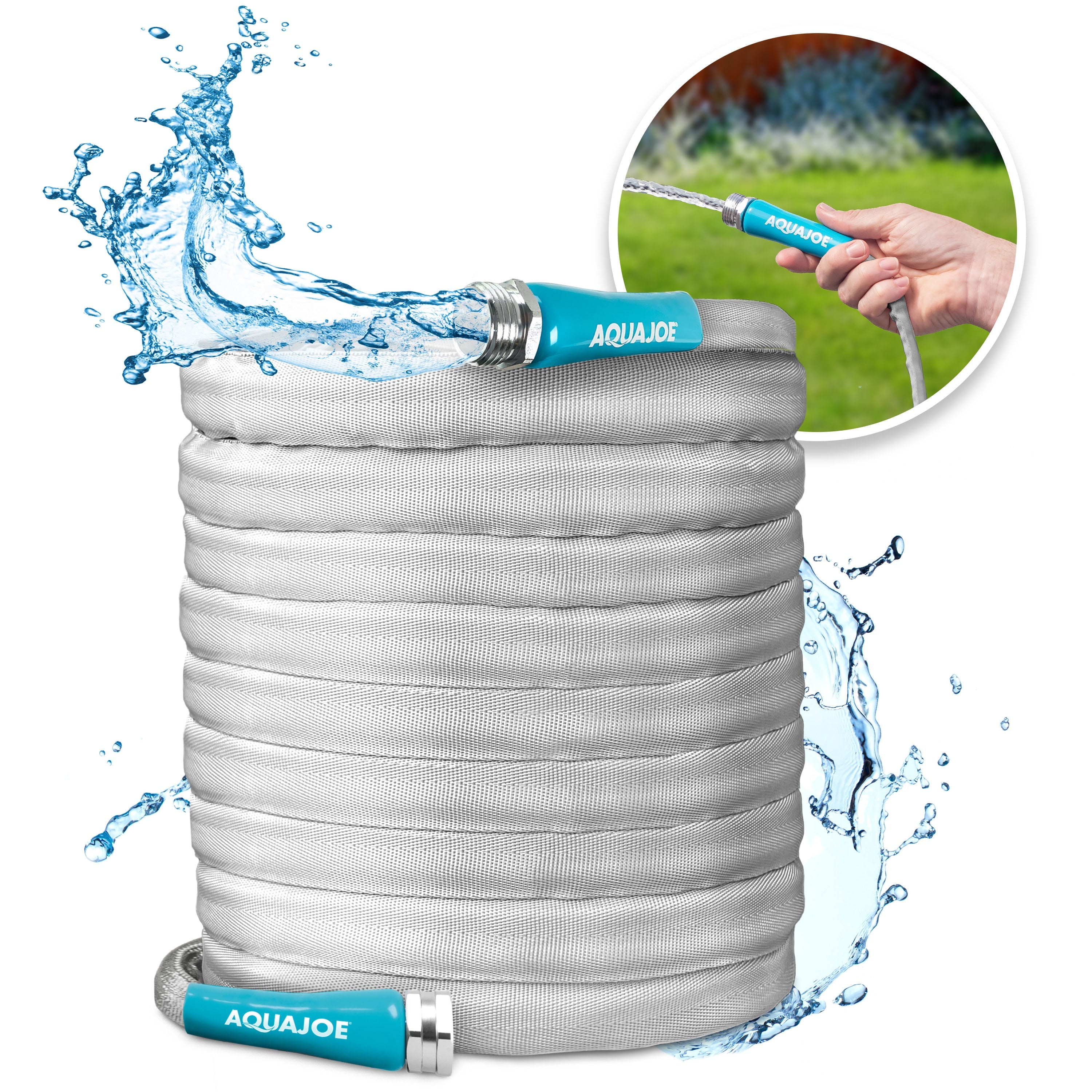 Aqua Joe 100ft Ultra Flexible Kink-Free Gray Garden Hose