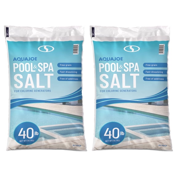 Aqua Joe 2 Pack 40 Pound Fast Dissolving Pool Spa Salt for Chlorine Generators, AJ-PS40