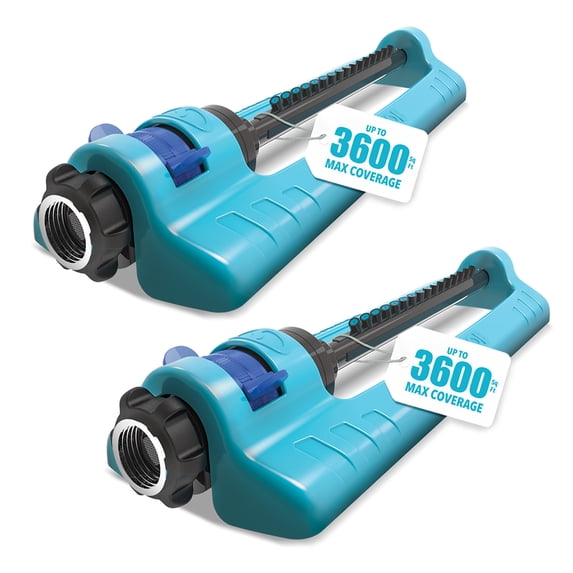 Aqua Joe 2 Pack Oscillating Sprinkler with Adjustable Spray, 3600 Square Foot Coverage
