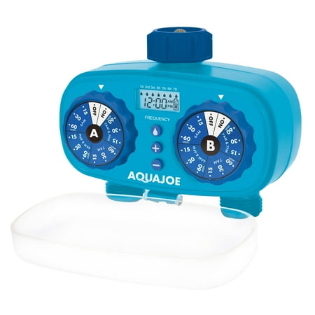 Aqua Joe 2-Zone Electronic Water Timer, Customizable Programs, 2 Connections