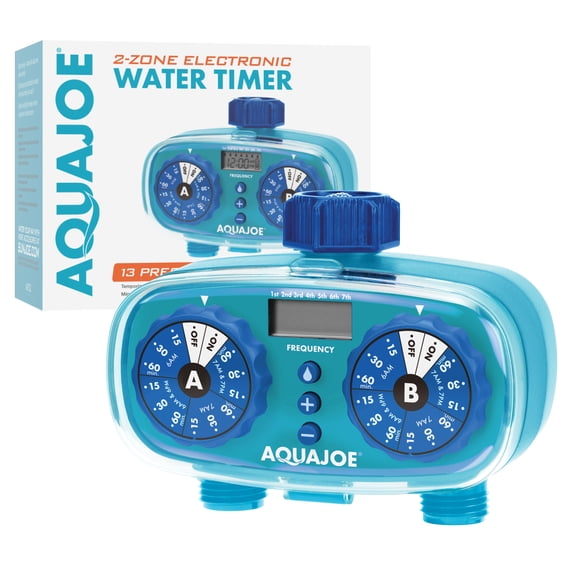 Aqua Joe 2-Zone Watering Controller, Customizable Programs, Scheduled Programming