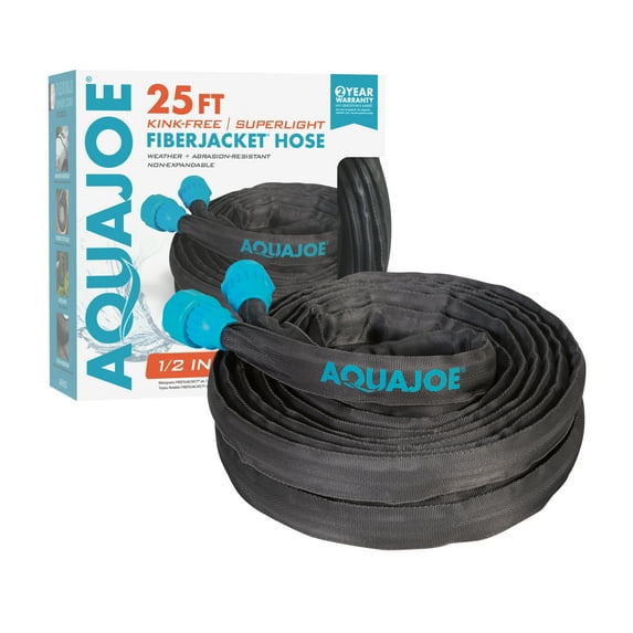 Aqua Joe 25-foot Ultra Flexible Kink-Free Fiberjacket Garden Hose, 1/2" Diameter