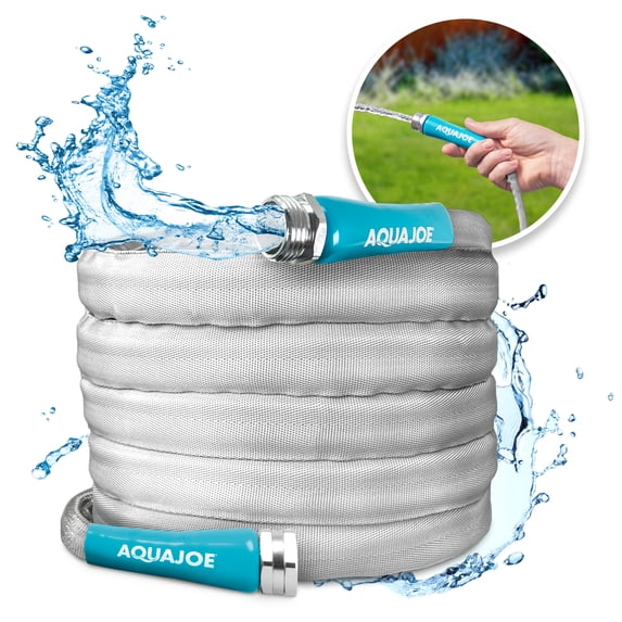 Aqua Joe 25ft Ultra Flexible Non-Expanding Kink-Free FiberJacket Garden Hose, 5/8" Diameter