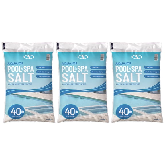 Aqua Joe 3 Pack 40 Pound Fast Dissolving Pool Spa Salt for Chlorine Generators, AJ-PS40