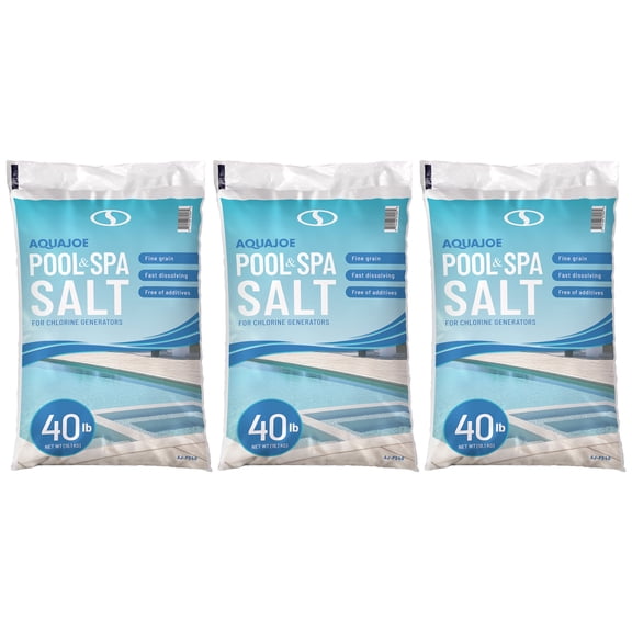 Aqua Joe 3 Pack 40 Pound Fast Dissolving Pool Spa Salt for Chlorine Generators, AJ-PS40