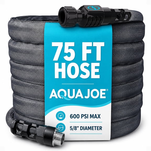 Aqua Joe FiberJacket Garden Hose, Lightweight, Kink-Resistant, 75' x 5/8" Diameter