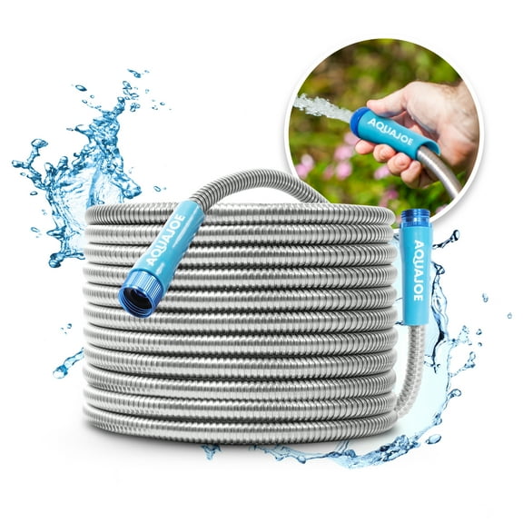 Aqua Joe Heavy-Duty Kink-Free 50-Foot Metal Garden Hose, 1/2-inch Diameter