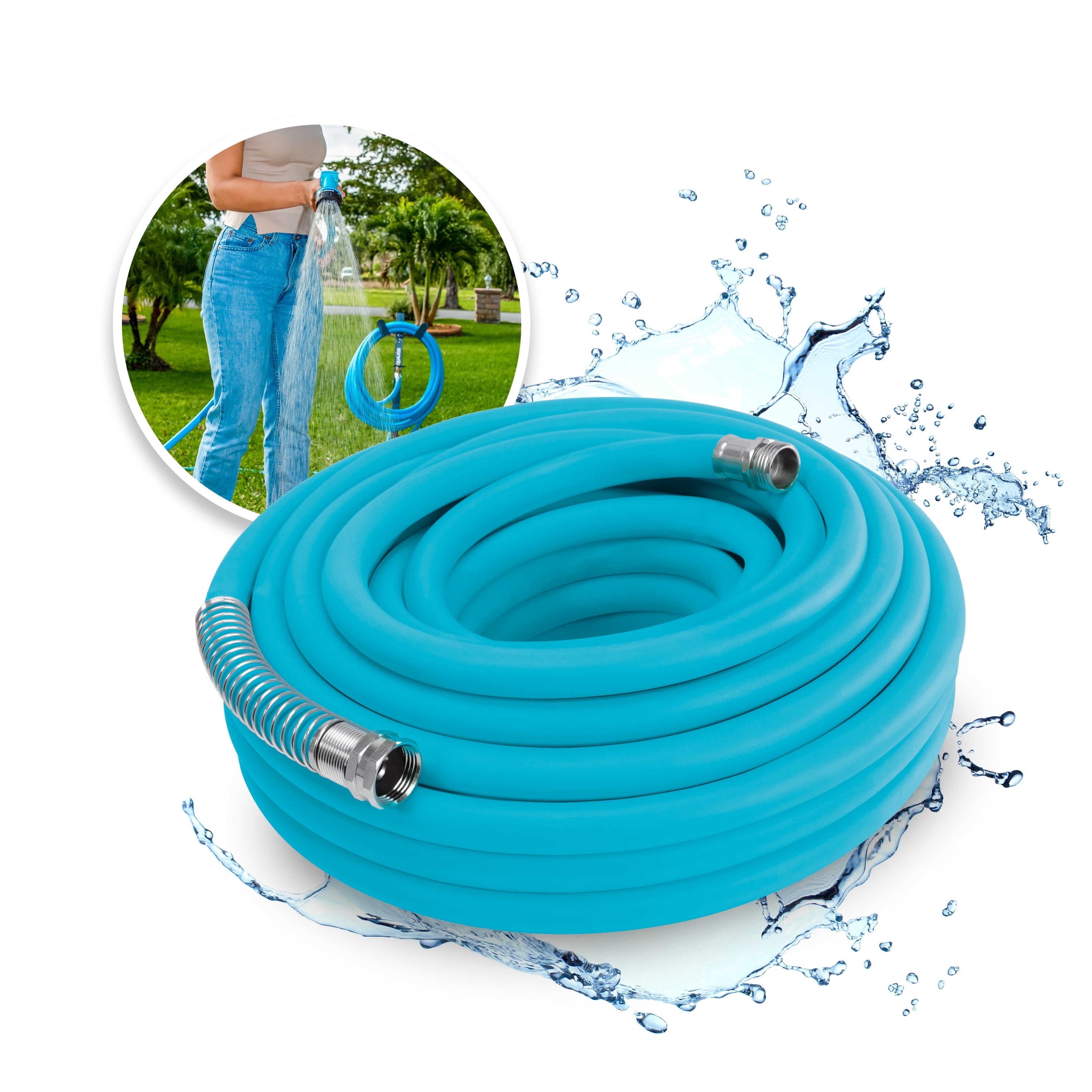 Aqua Joe Hybrid Polymer 50-Foot Kink-Resistant Garden Hose, 5/8