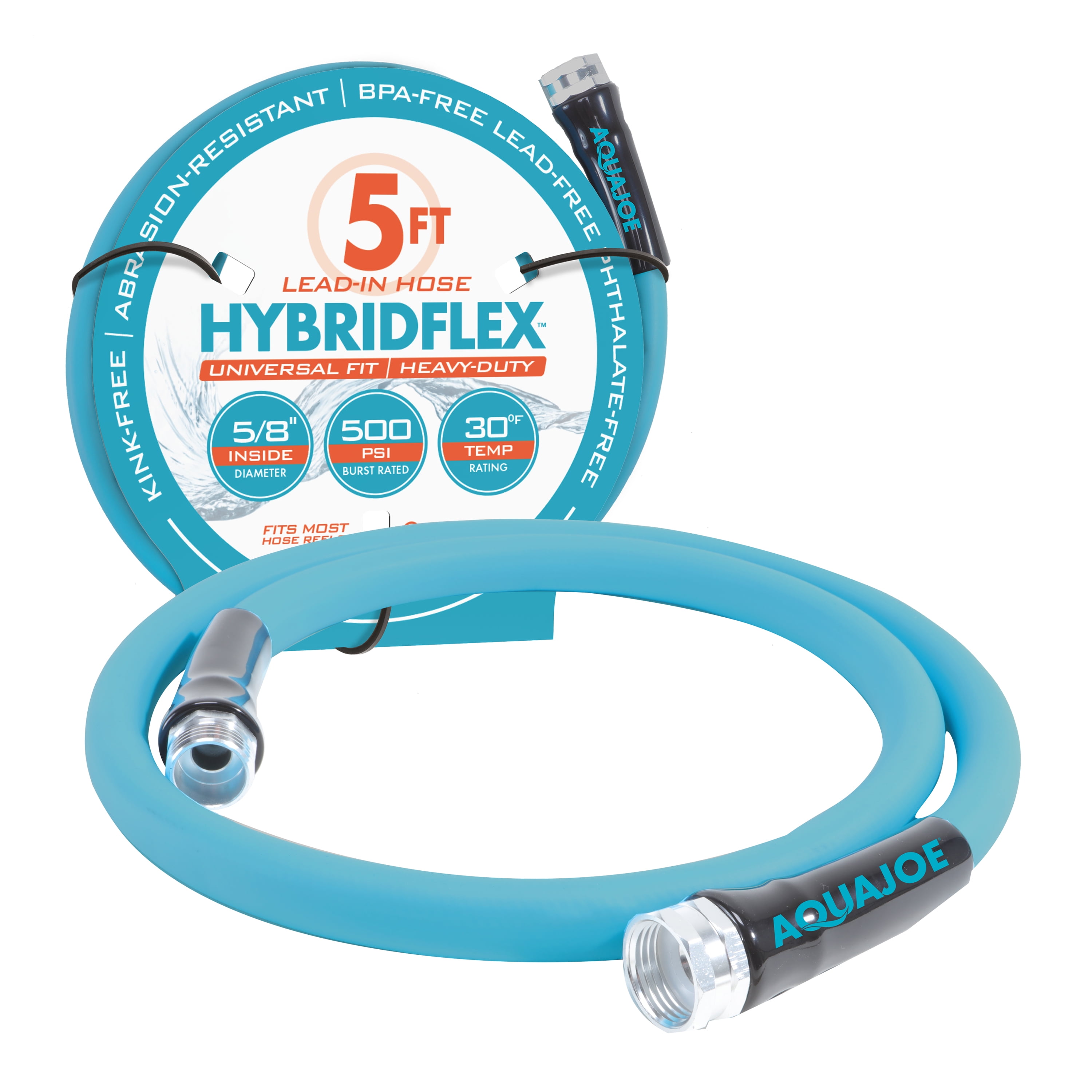 Aqua Joe Hybridflex Lead-in Kink-Free Hose, 5-Foot, 500 PSI Burst Rating