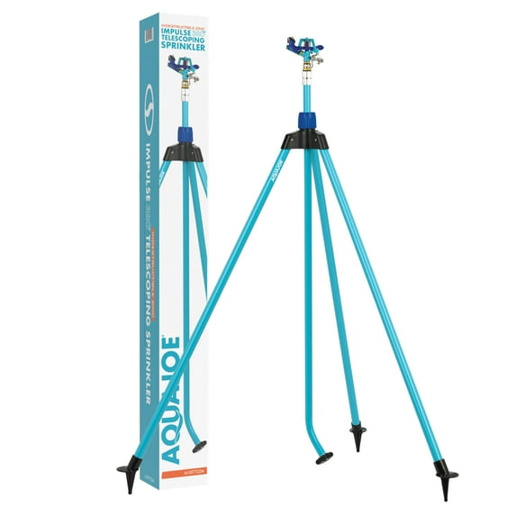 Aqua Joe Indestructible 360º Telescoping Tripod Impulse Sprinkler, Customizable Coverage, 1,390 Sq. ft. Max Coverage
