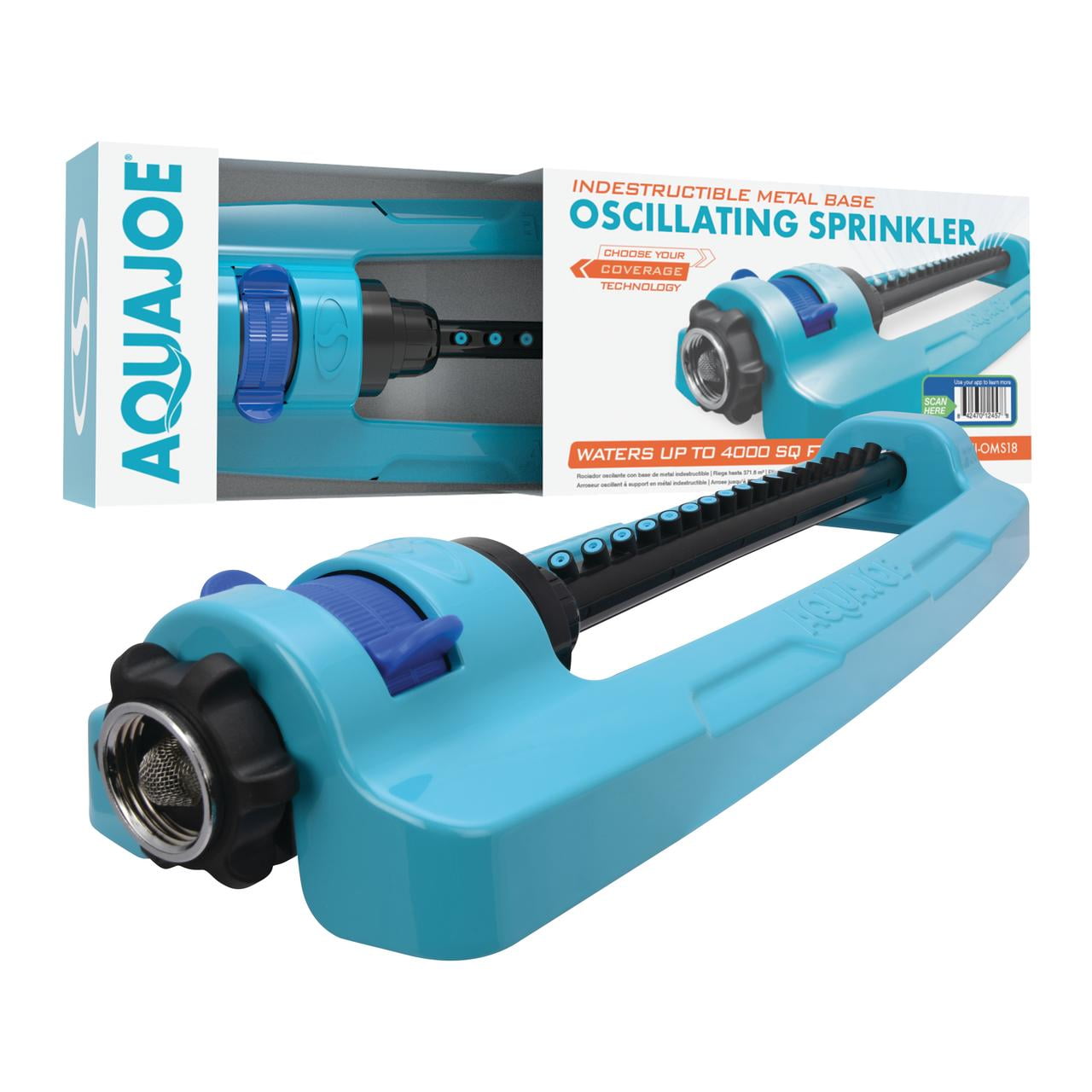 Aqua Joe Indestructible Metal Base Oscillating Sprinkler W/ Adjustable