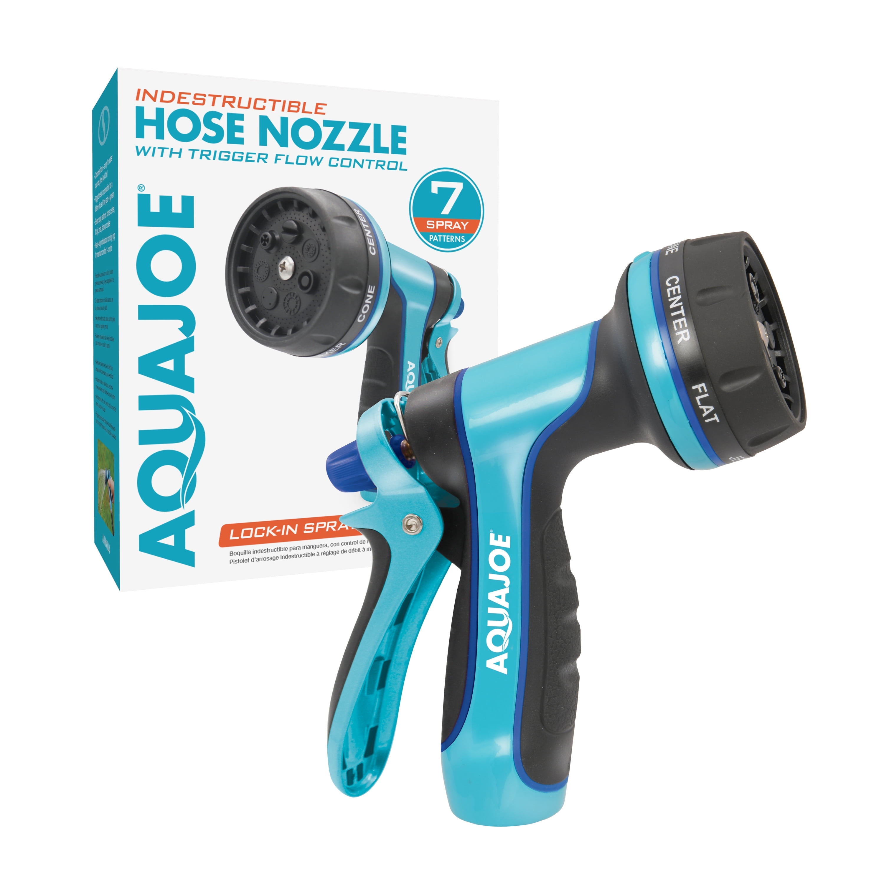 Aqua Joe Indestructible Series Heavy-Duty Hose Nozzle, Multi-Function ...