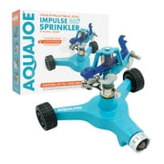 Aqua Joe Indestructible Zinc Impulse 360º Sprinkler W/ Wheels, Customizable Coverage, 1,390 Sq. ft. Max Coverage