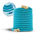 thumbnail image 1 of Aqua Joe Kink-Free 100-Foot Expandable Garden Hoses W/ Heavy-Duty Brass Valve & Flow Control Shut-off, 5/8-inch (Light Blue), 1 of 5