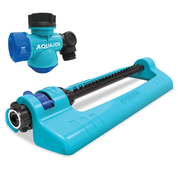 Aqua Joe Oscillating Sprinkler with Adjustable Spray and Garden Hose Faucet Connector