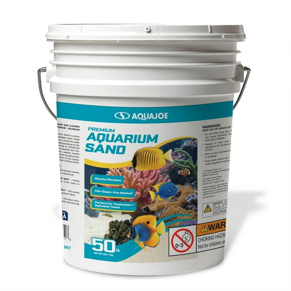 Aqua Joe Premium Aquarium Sand for Freshwater & Saltwater Tanks, 50 lbs., AQASND50-BKT